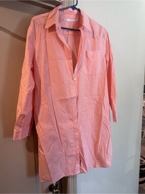 Southern Tide Orange & White Striped Dress Shirt